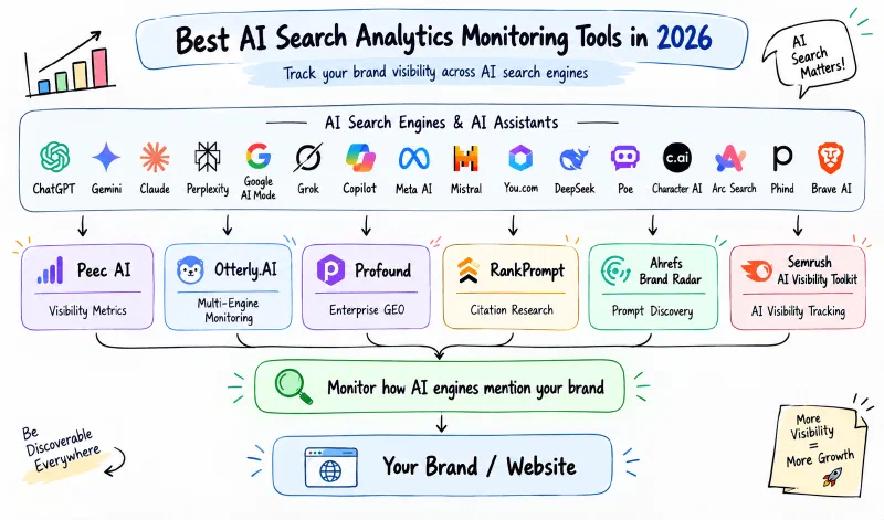 Best AI search analytics and monitoring tools in 2026 cover image