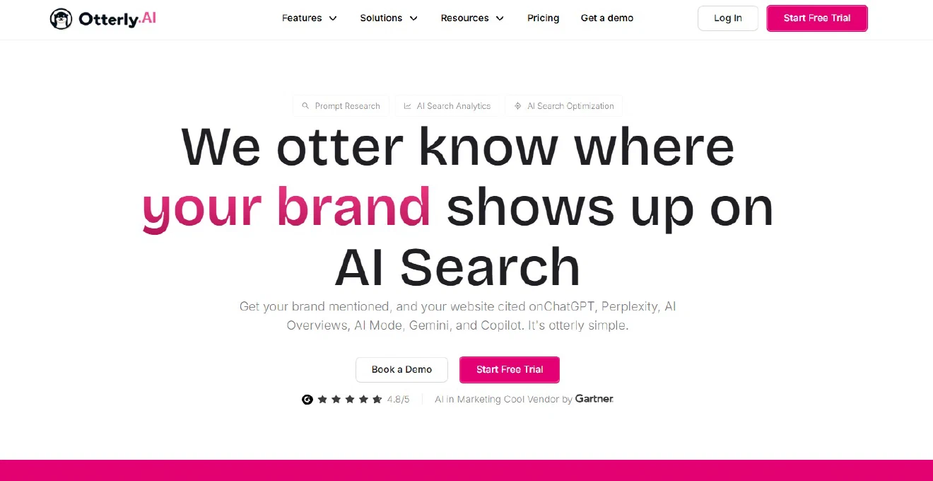 Otterly.AI: end-to-end GEO platform combining prompt research, AI search monitoring and content audits